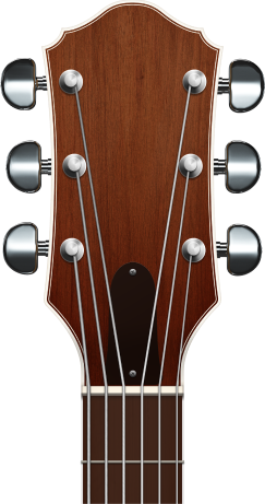Um cabeçote de violão acústico com cravelhas