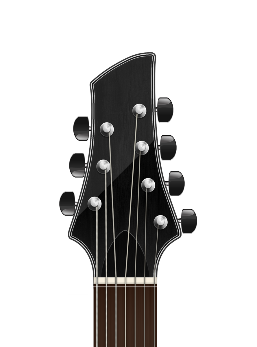 Um cabeçote de violão acústico com cravelhas